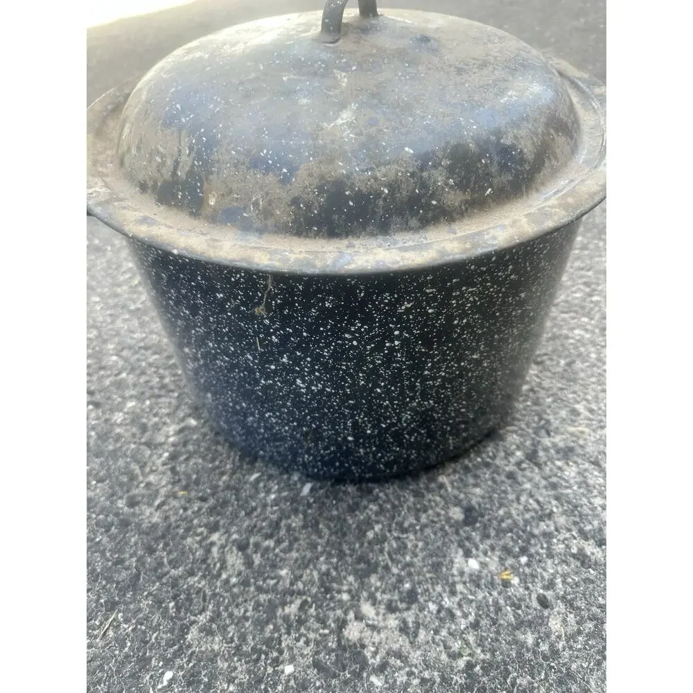 Vintage Stock Pot Lot 3pc Kitchen Craft Enamel Graniteware Hunting Camp